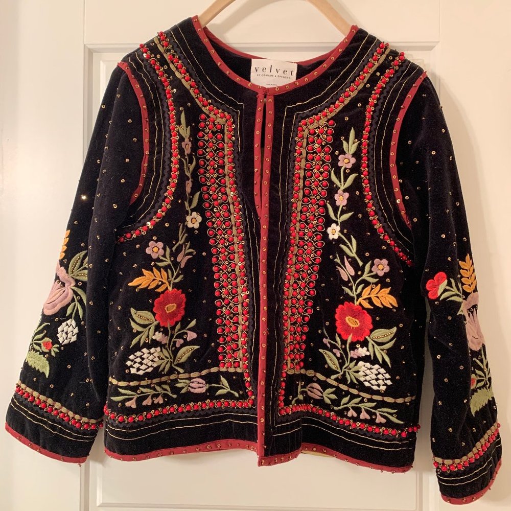 Velvet by Graham & Spencer Velvet Beaded Jacket